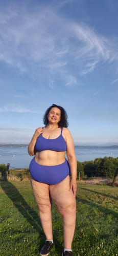 Customer photo review of Cozy Cobalt Rib High Waist Bottom