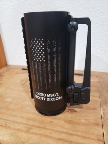 Customer photo review of The Combat Tankard - Distressed American Flag - AR15 M4 Tactical 16 Ounce Beer Mug