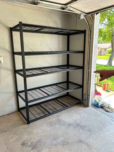 Customer photo review of REIBII Garage Shelving 60"W Adjustable Heavy Duty Metal Shelving Rust-Resistant Garage Organization for Warehouse, Basement,Workshop