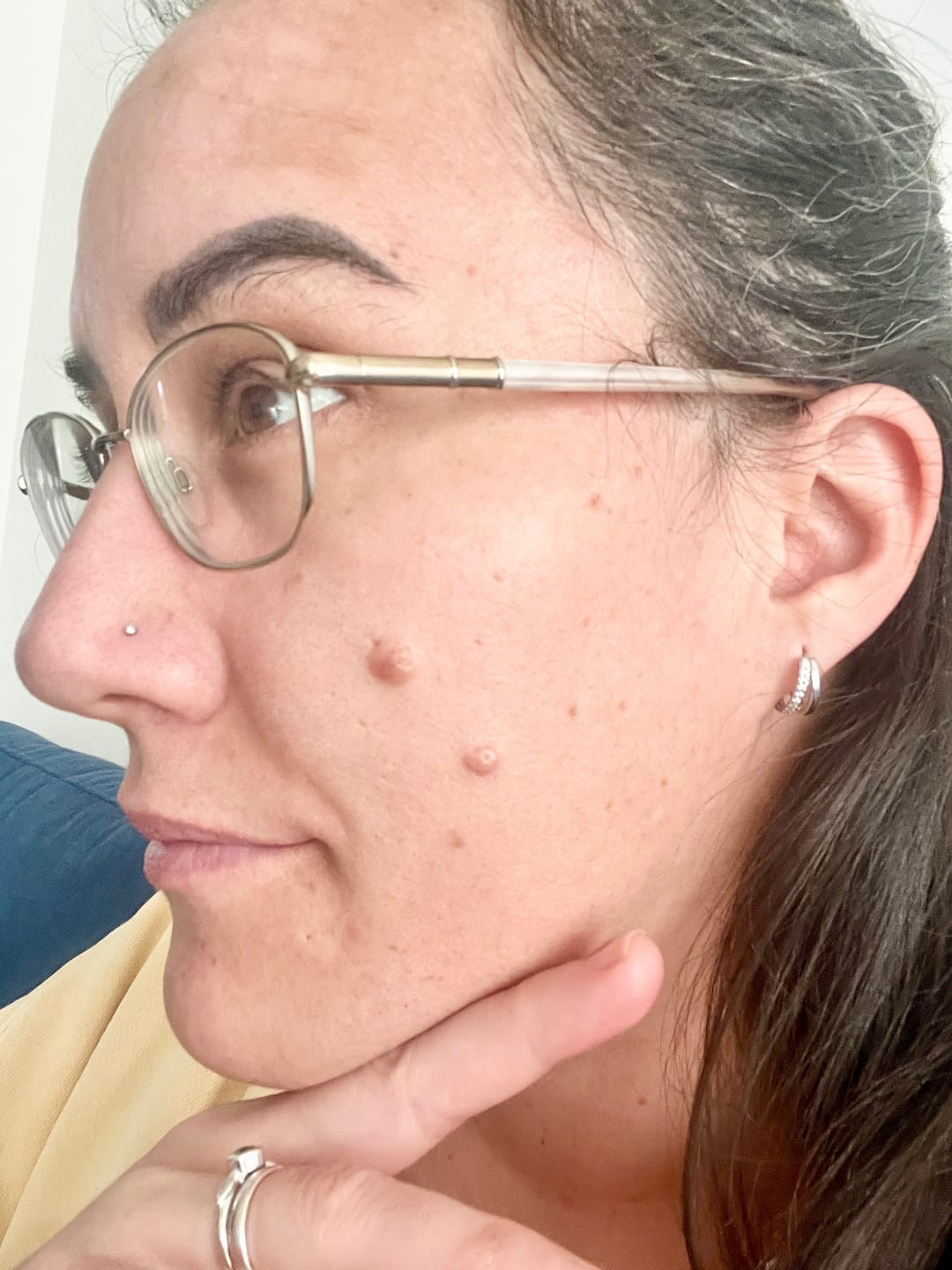 Customer photo review of Double Zirconia Huggie Hoop Earrings
