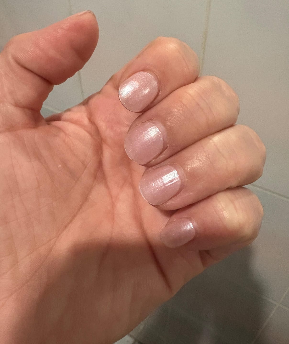 Customer photo review of Pink Glazed Donut Semi Cured Gel Nail Sticker Kit | Sunday Nails AU