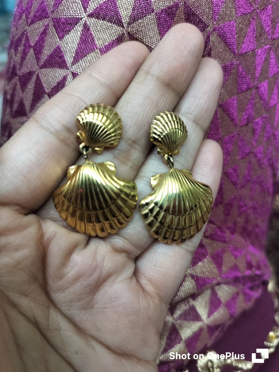 Customer photo review of Shell Drop Earrings