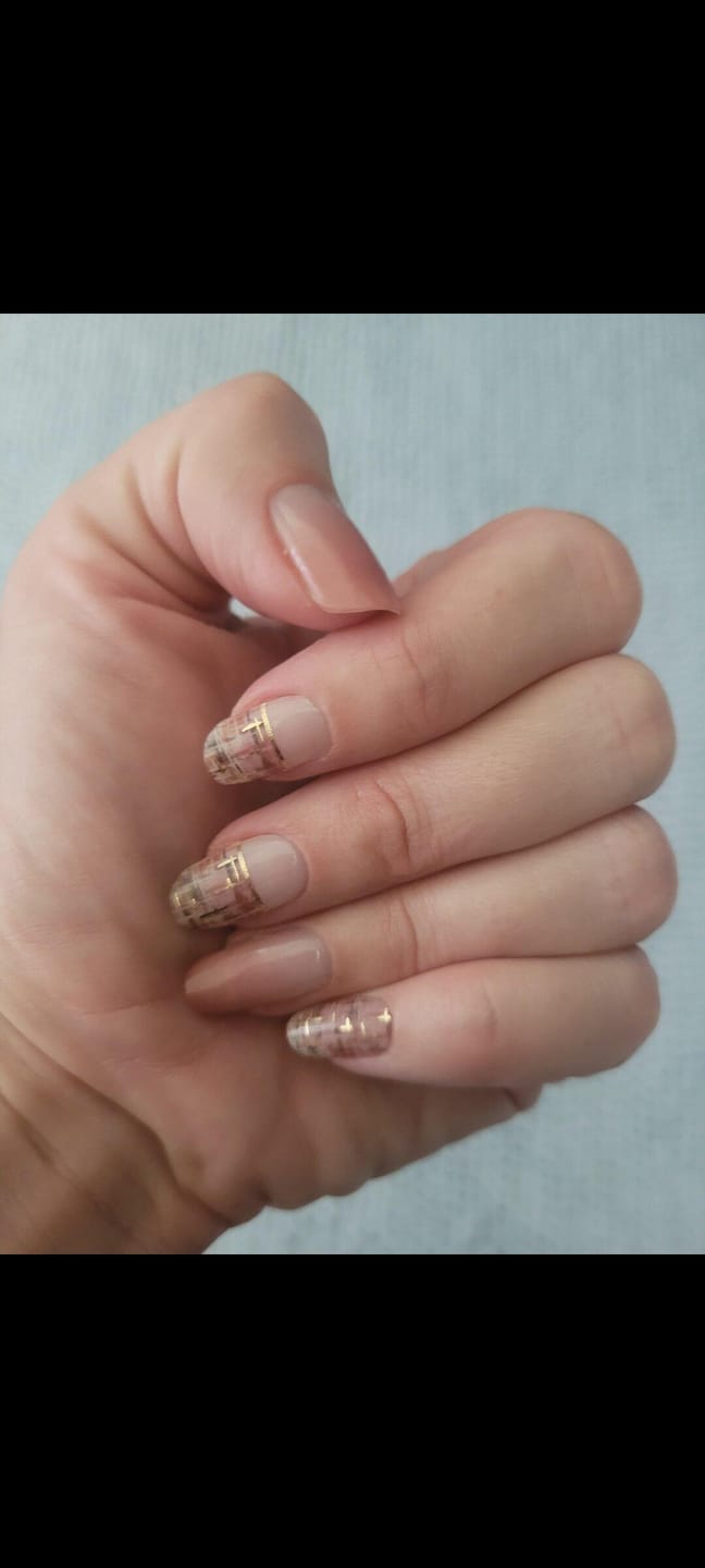 Customer photo review of Luxe Tweed Semi Cured Gel Nail Sticker Kit | Sunday Nails AU