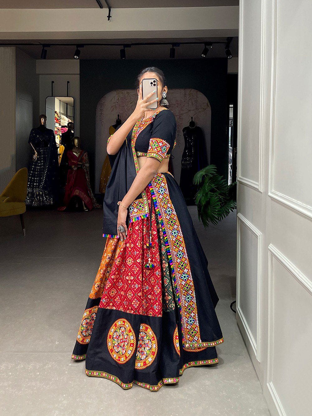 Customer photo review of Yellow-Green Color Digital printed Navratri Lehenga Choli