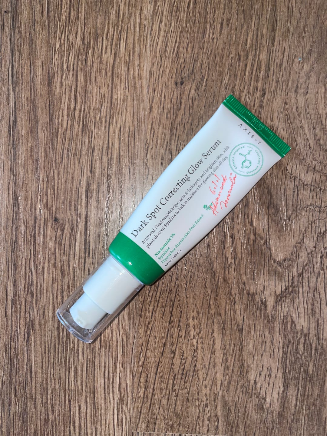 Customer photo review of Serums tumšo plankumu korekcijai AXIS-Y Dark Spot Correcting Glow Serum