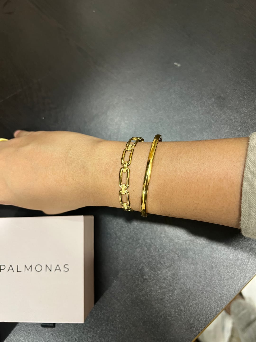 Customer photo review of Minimalist Gold Link Bracelet