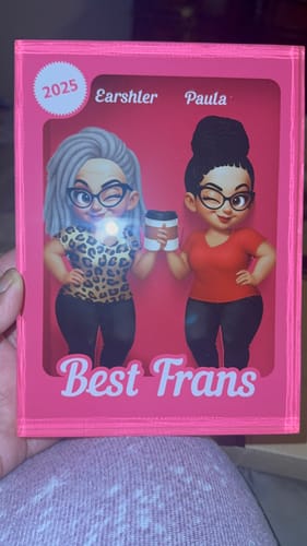Customer photo review of Besties Forever Pink 3D Effect Action Figure Personalized Acrylic Block, Meaningful Gift For Best Friend