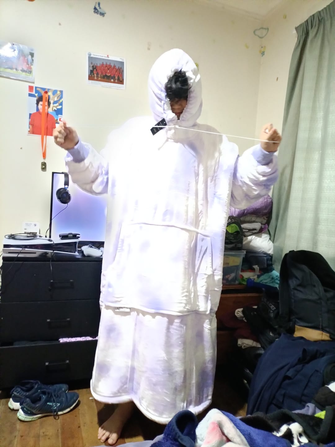 Customer photo review of EXTRA LONG ADULT BLANKET HOODIE - PURPLE TIE DYE
