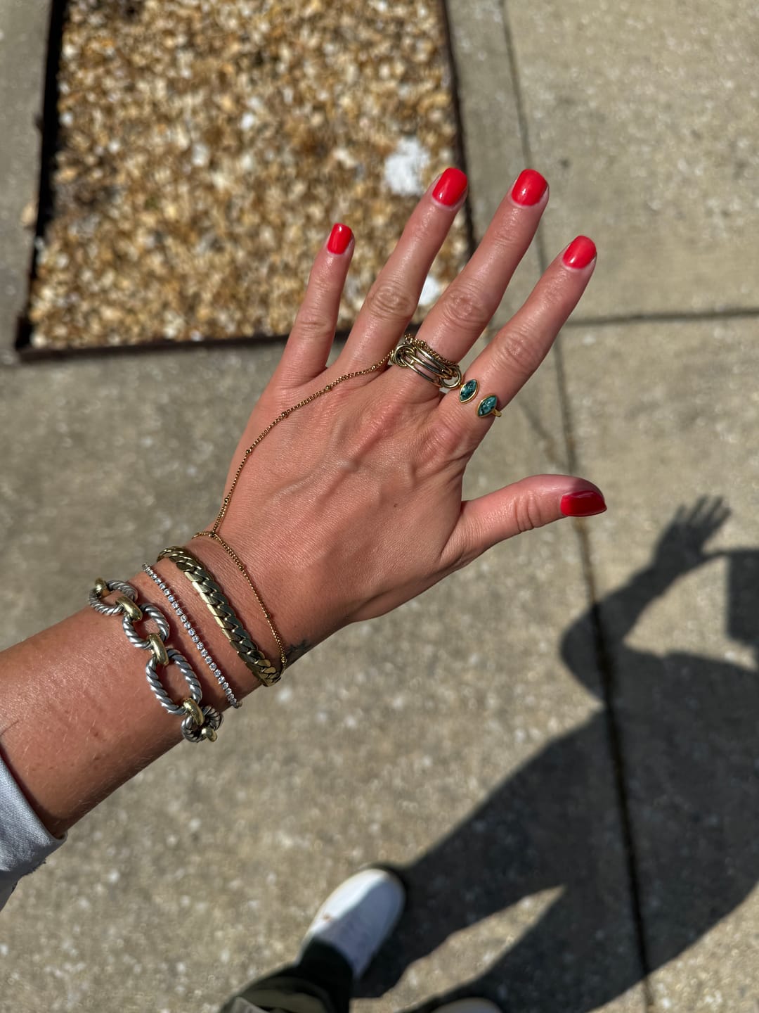 Customer photo review of 18K Gold Hand Chain Bracelet