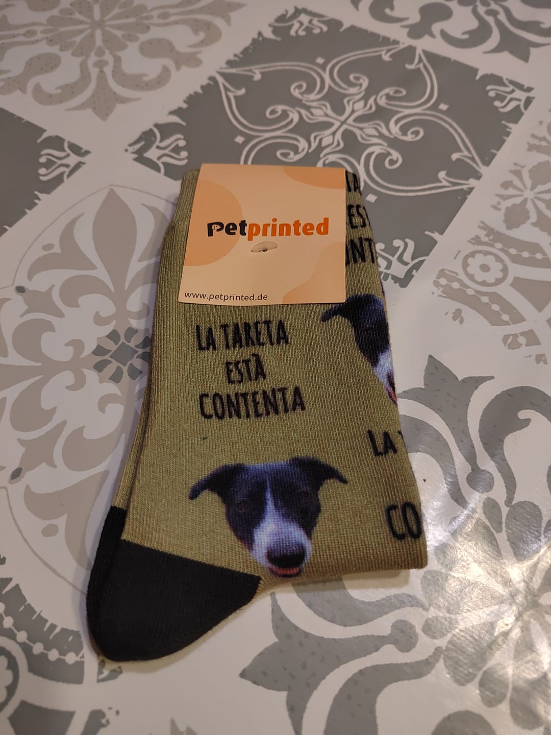 Customer photo review of Foto con texto - Calcetines personalizados