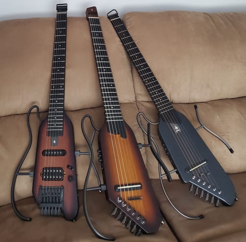 Customer photo review of Donner HUSH™ C  Acoustic-Electric Nylon string Classical Headless travel Guitar