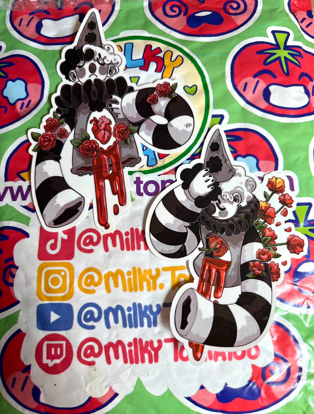 Customer photo review of Bleeding Heart Clown Stickers
