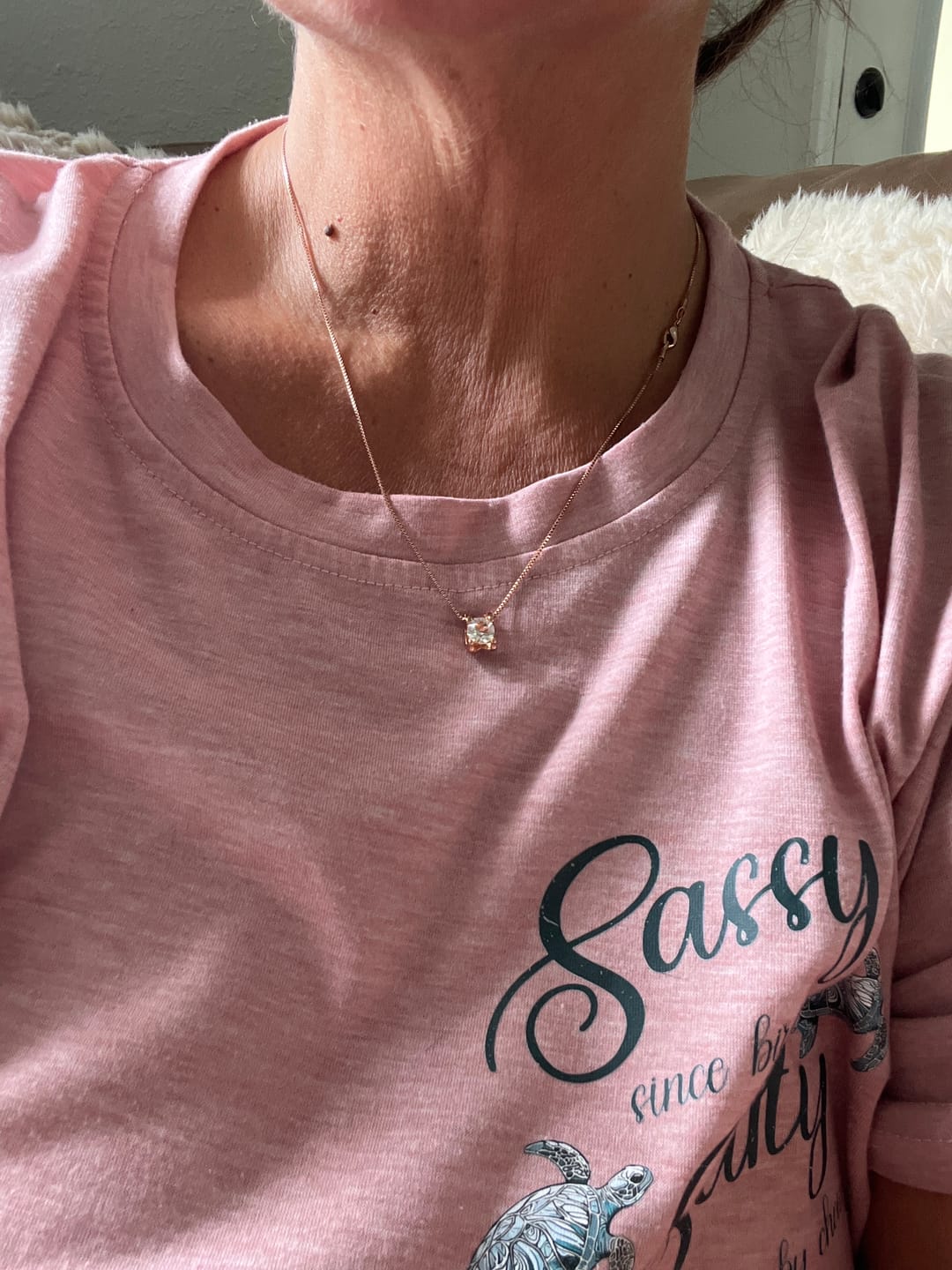 Customer photo review of Clara 18k White Gold Plated Pendant Necklace with Solitaire Round Cut Swarovski Crystal