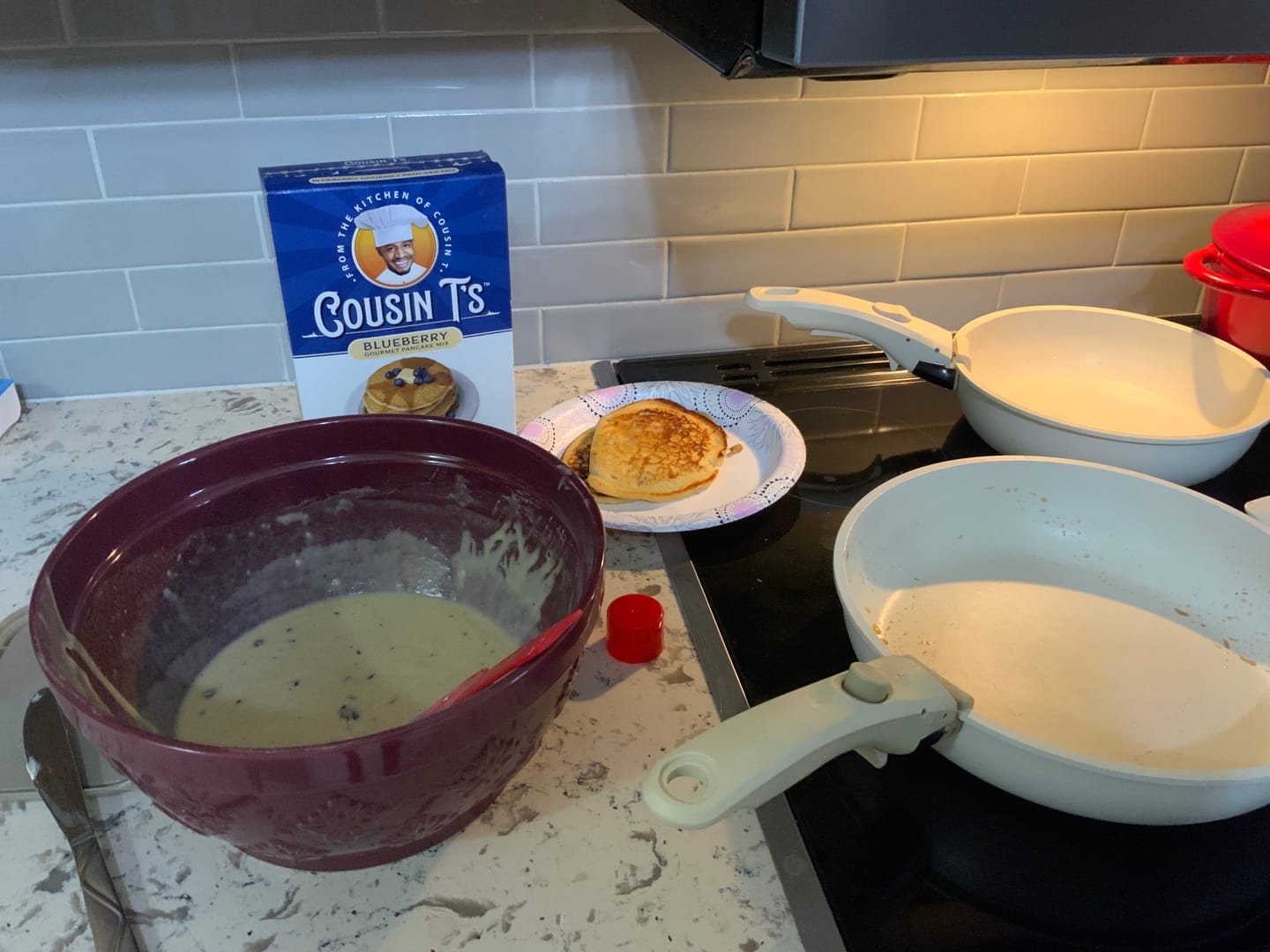 Customer photo review of Cousin T's Gourmet Blueberry Pancake Mix