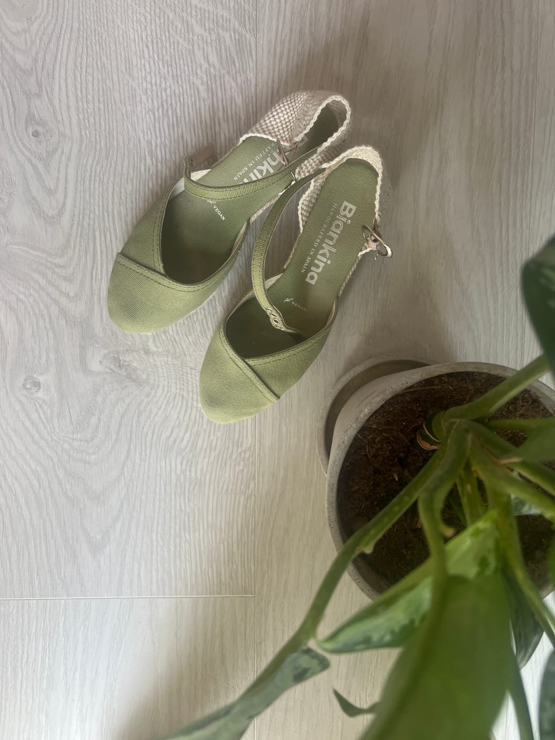 Customer photo review of Girona Eco Canvas Vegan Espadrille Wedges - Olive Green