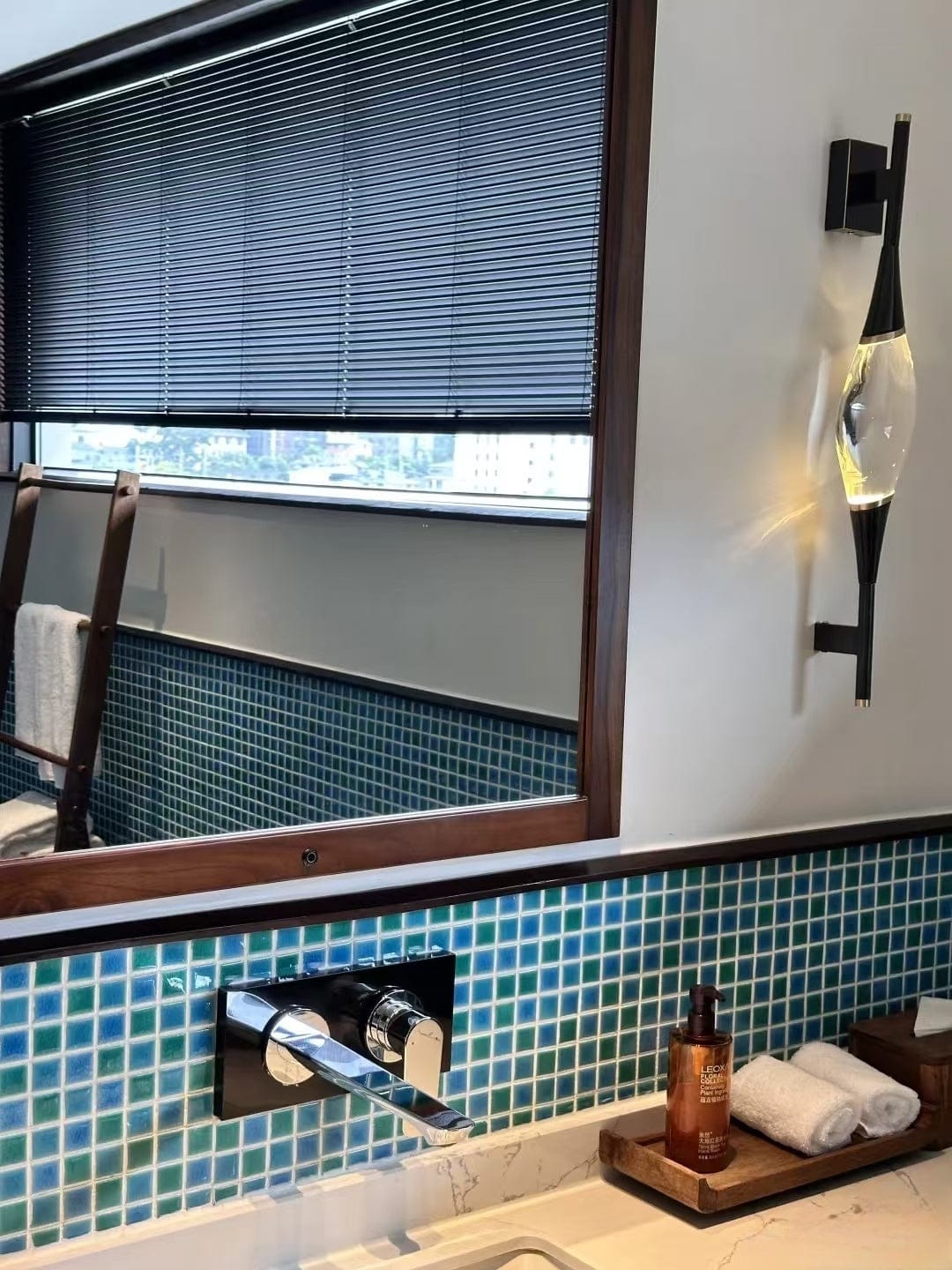 Customer photo review of Elegant Shuttle Crystal Copper Wall Lamp