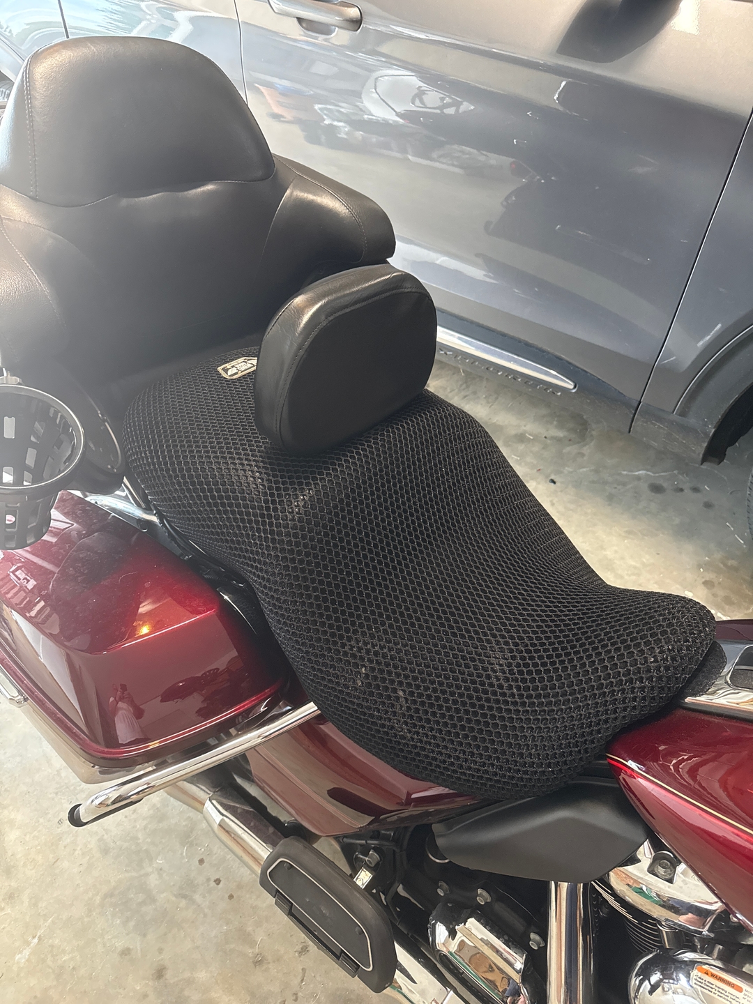 Wind Rider mesh seat cover on a Harley Davidson Road Glide Ultra