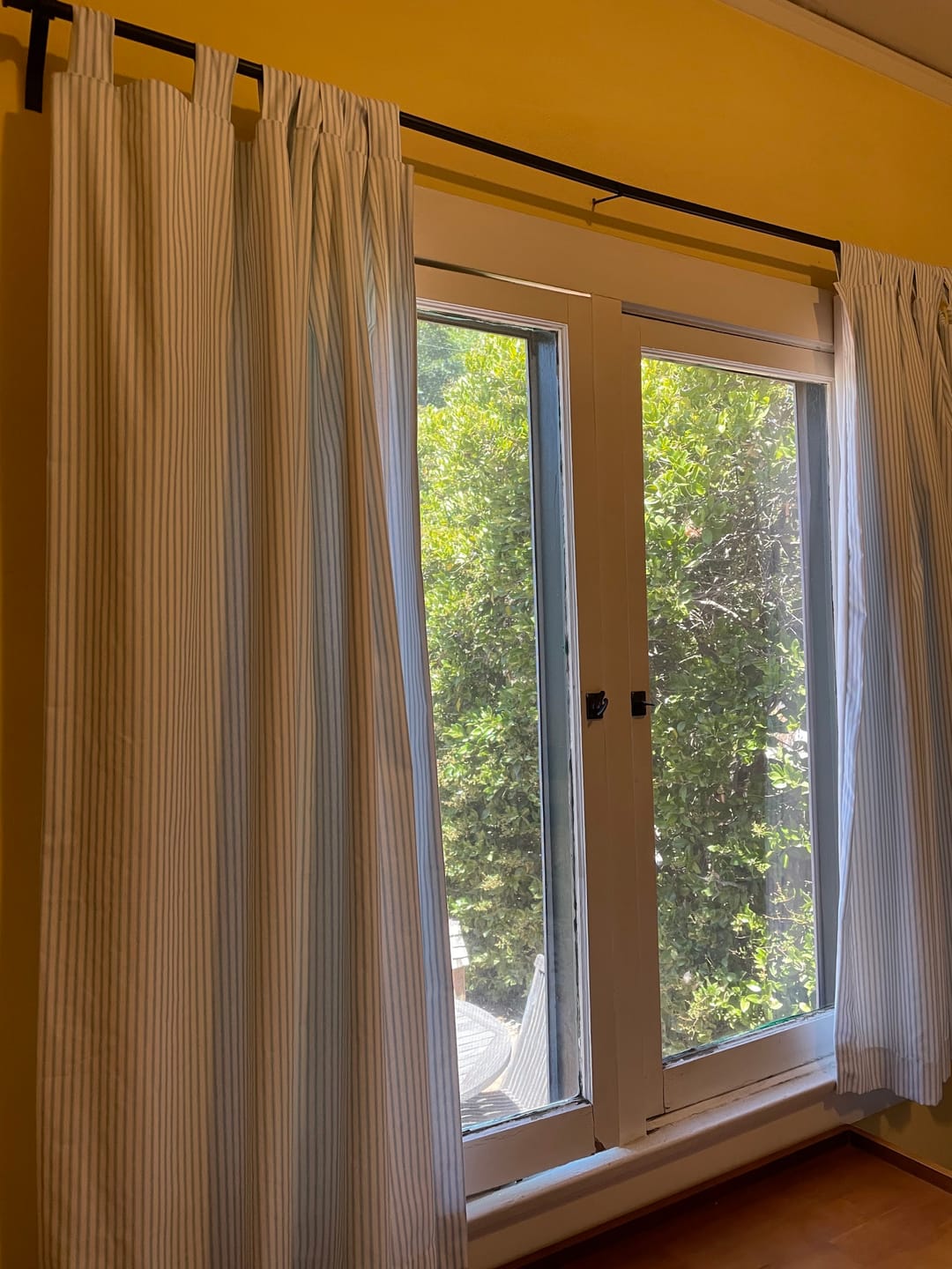 Customer photo review of Tab Top Curtains in Classic Weathered Pale Blue Ticking Stripe