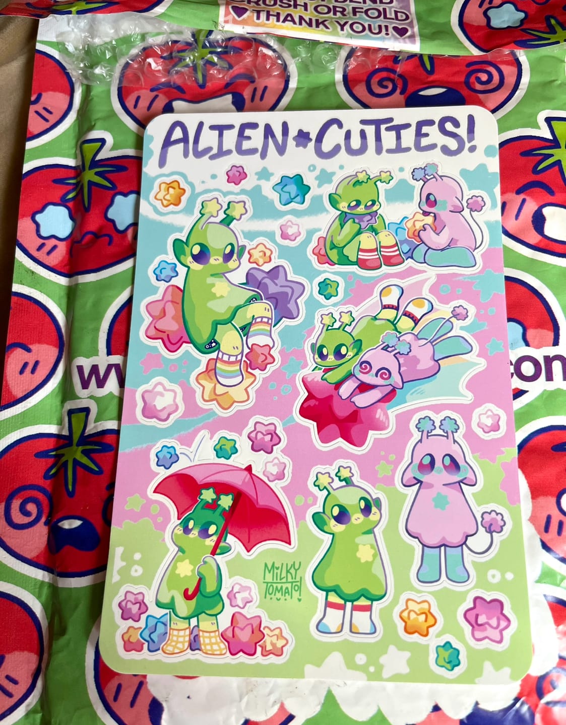 Customer photo review of Cute Alien Sticker Sheet