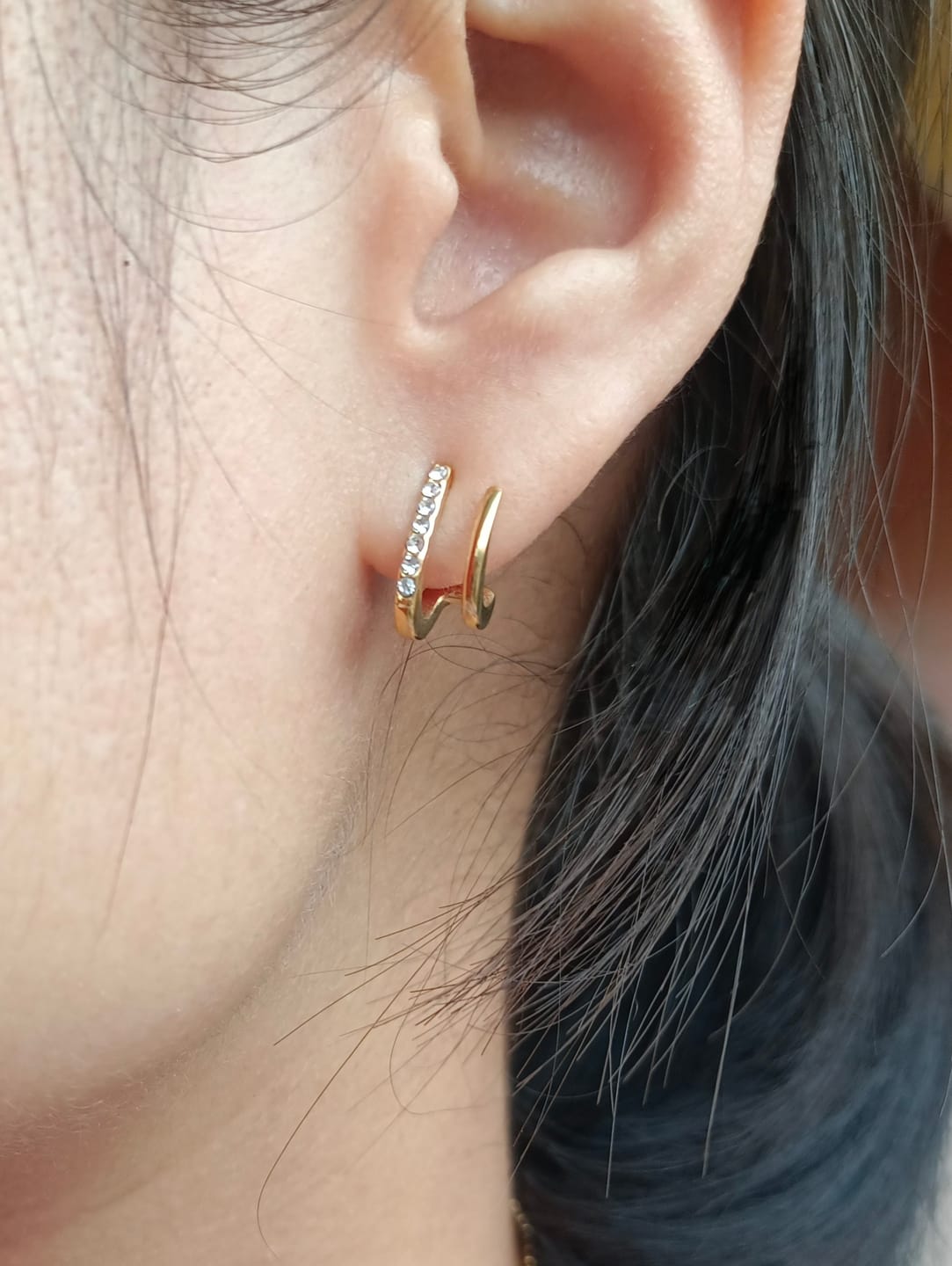Customer photo review of Crystal Curve Earrings