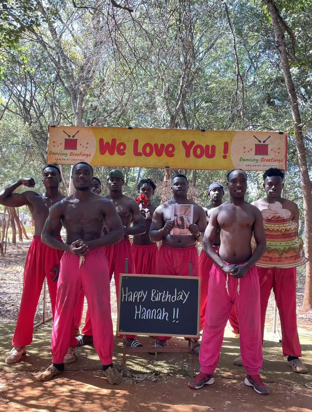 Customer photo review of Greeting Video from Africa - Pink Pants