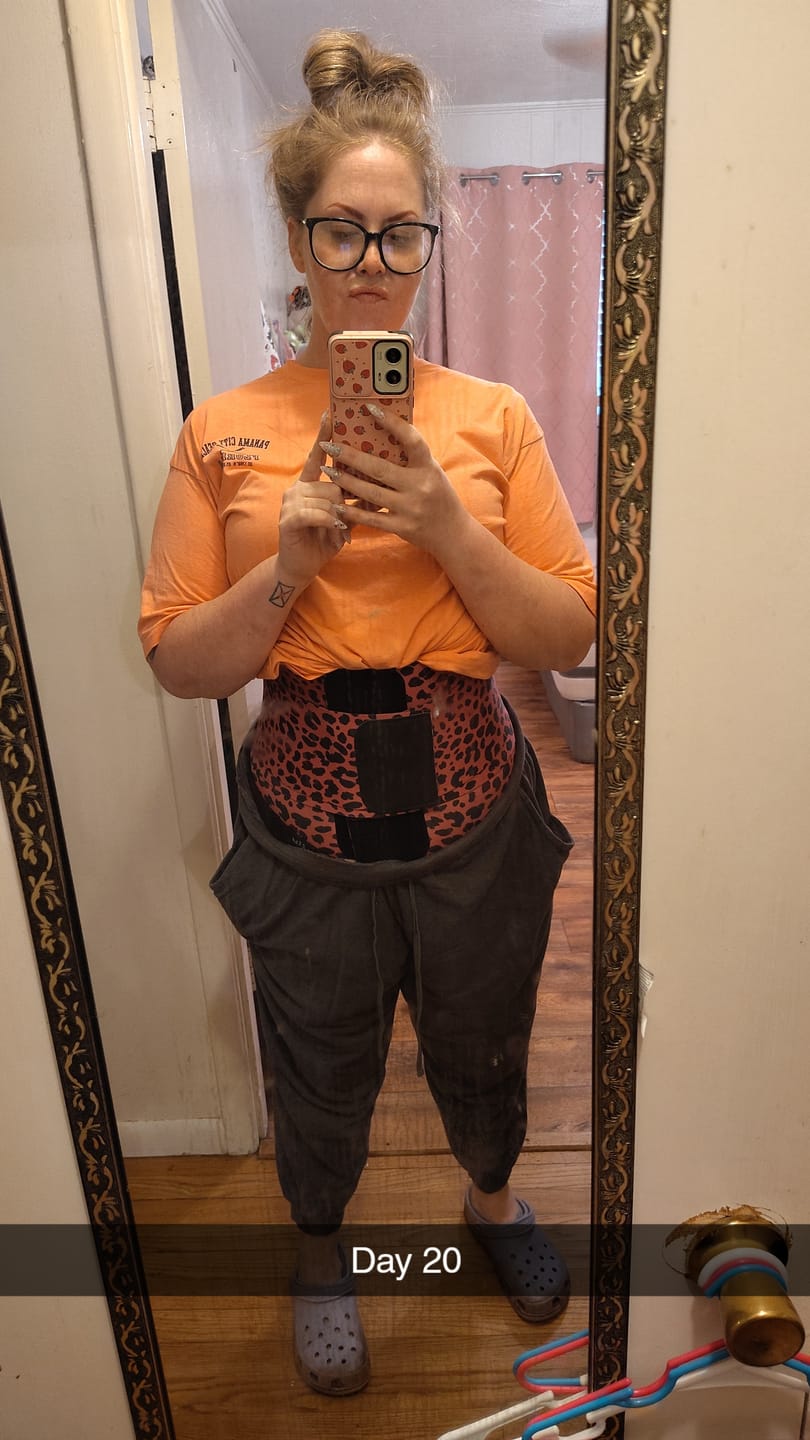 Customer photo review of Leopard Triple Wrap Tummy Control Waist Trainer