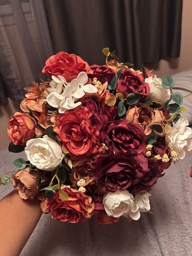 Customer photo review of Clearance Bulk 12" Retro Silk Peony Bush Mixed Hydrangea Faux Flower Bouquet Decor For Home Bridal Wedding Party Wholesale