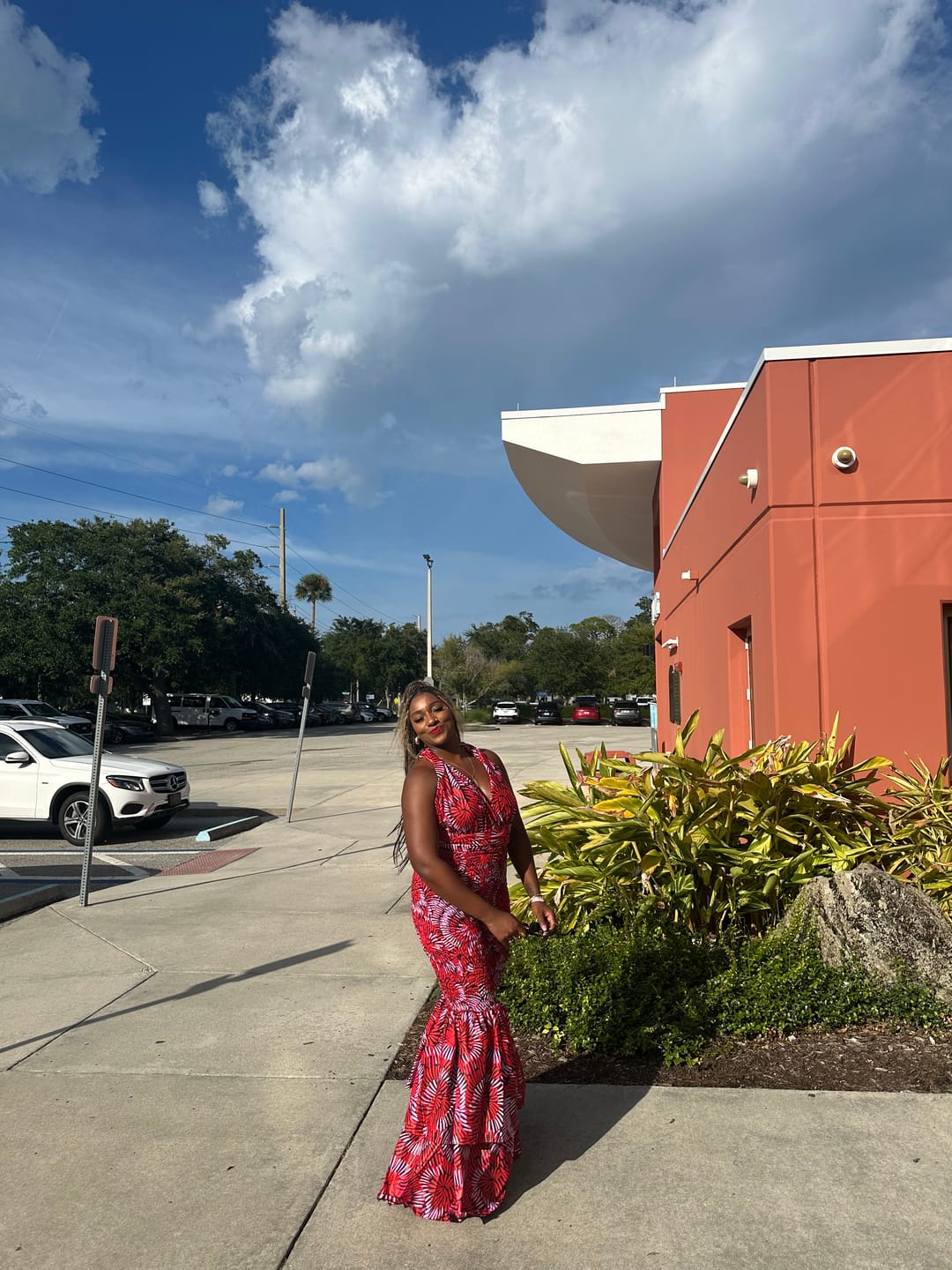 Customer photo review of Amina Women's African Print Bell Bottom Infinity Jumpsuit