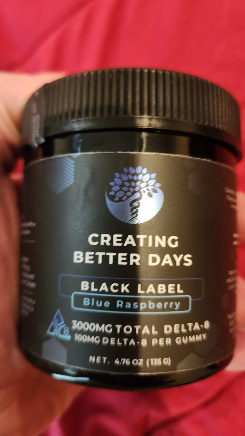 Customer photo review of 3,000mg Delta 8 Gummies Blueraspberry