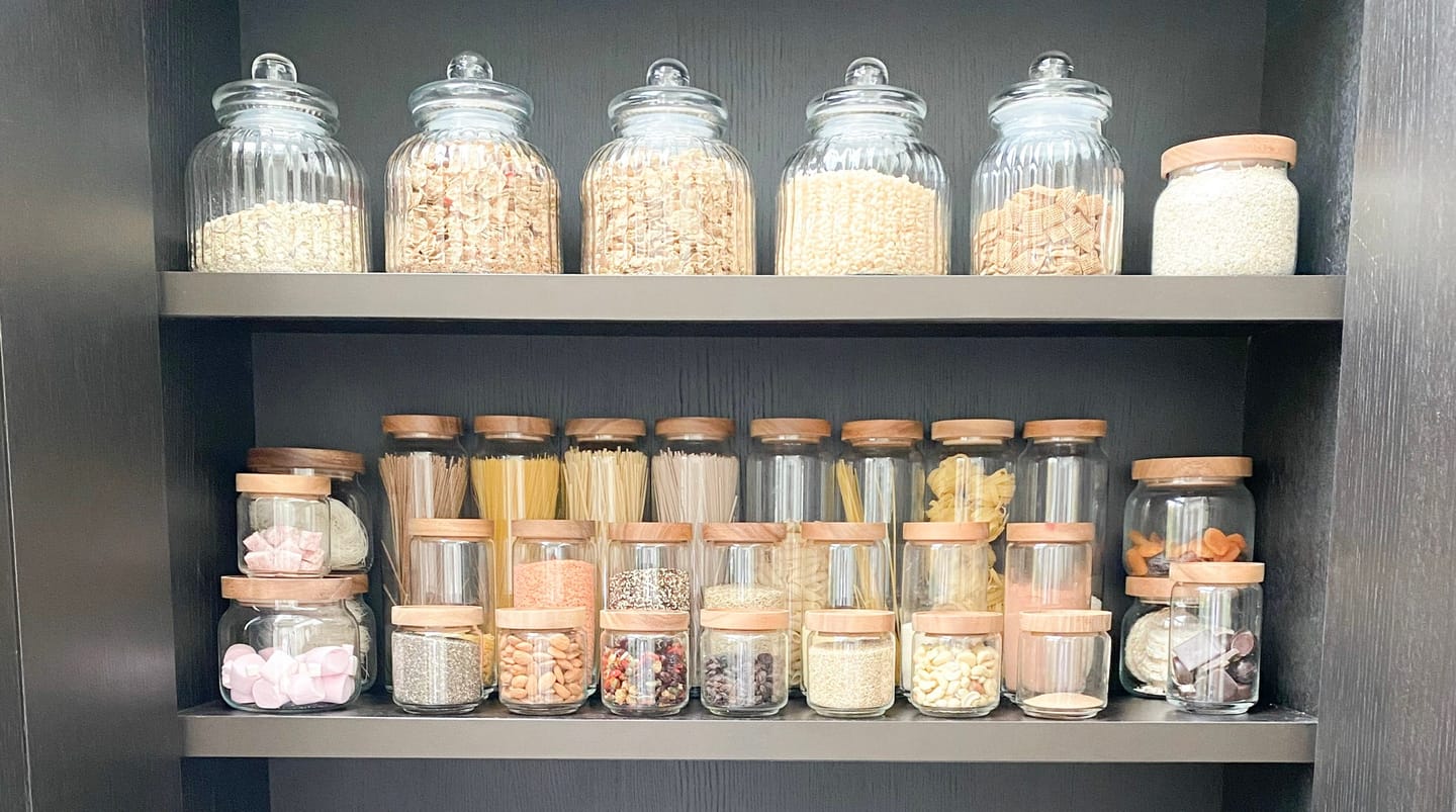 Customer photo review of Glass Acacia Pantry Jars