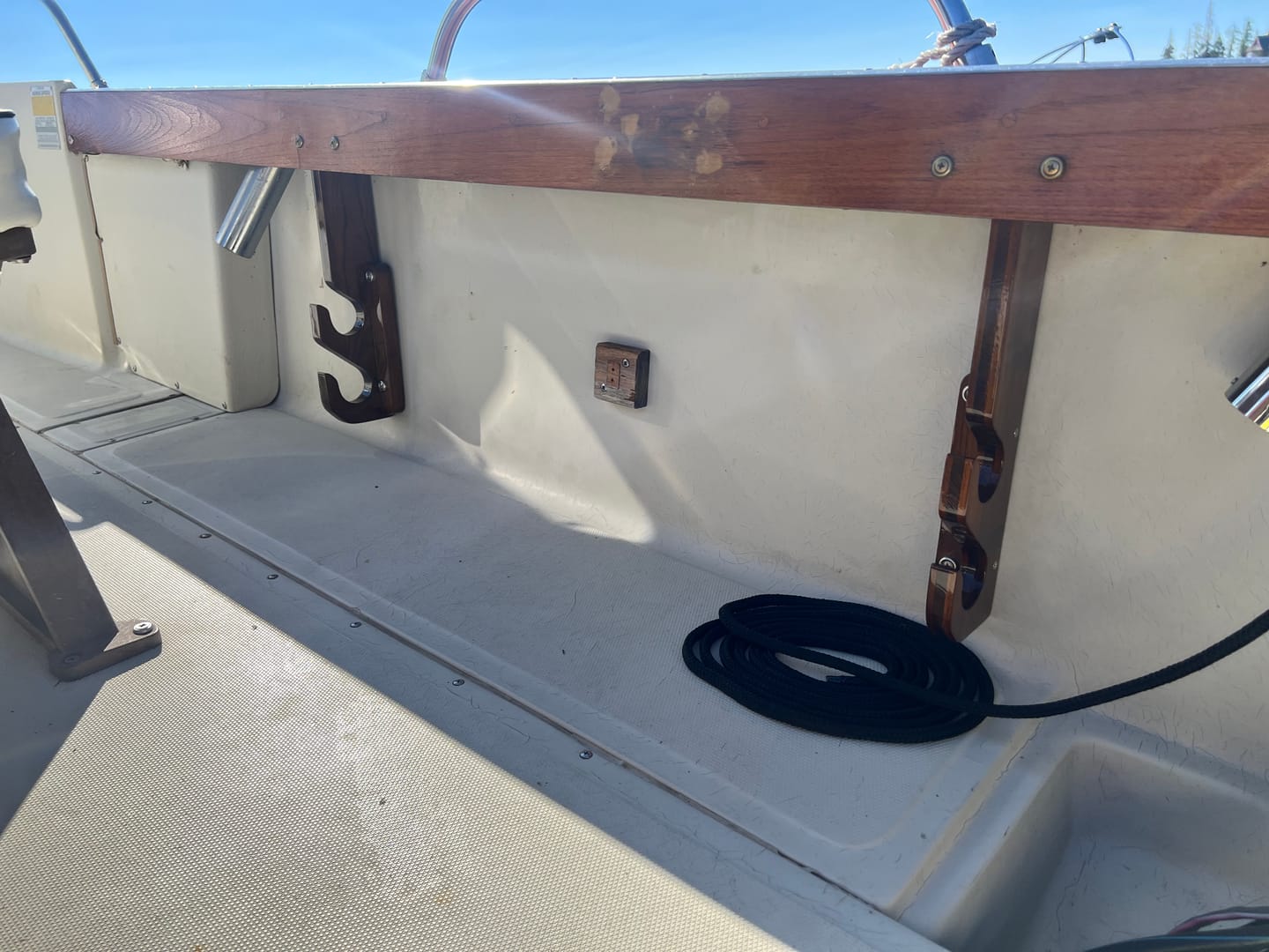 Customer photo review of Boston Whaler Teak Under Gunnel Outrage Rod Holders