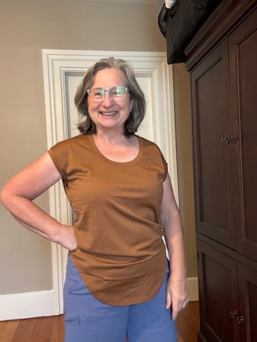 Customer photo review of Gabi Tunic Top • Final Sale Deals! - Sahara Dust