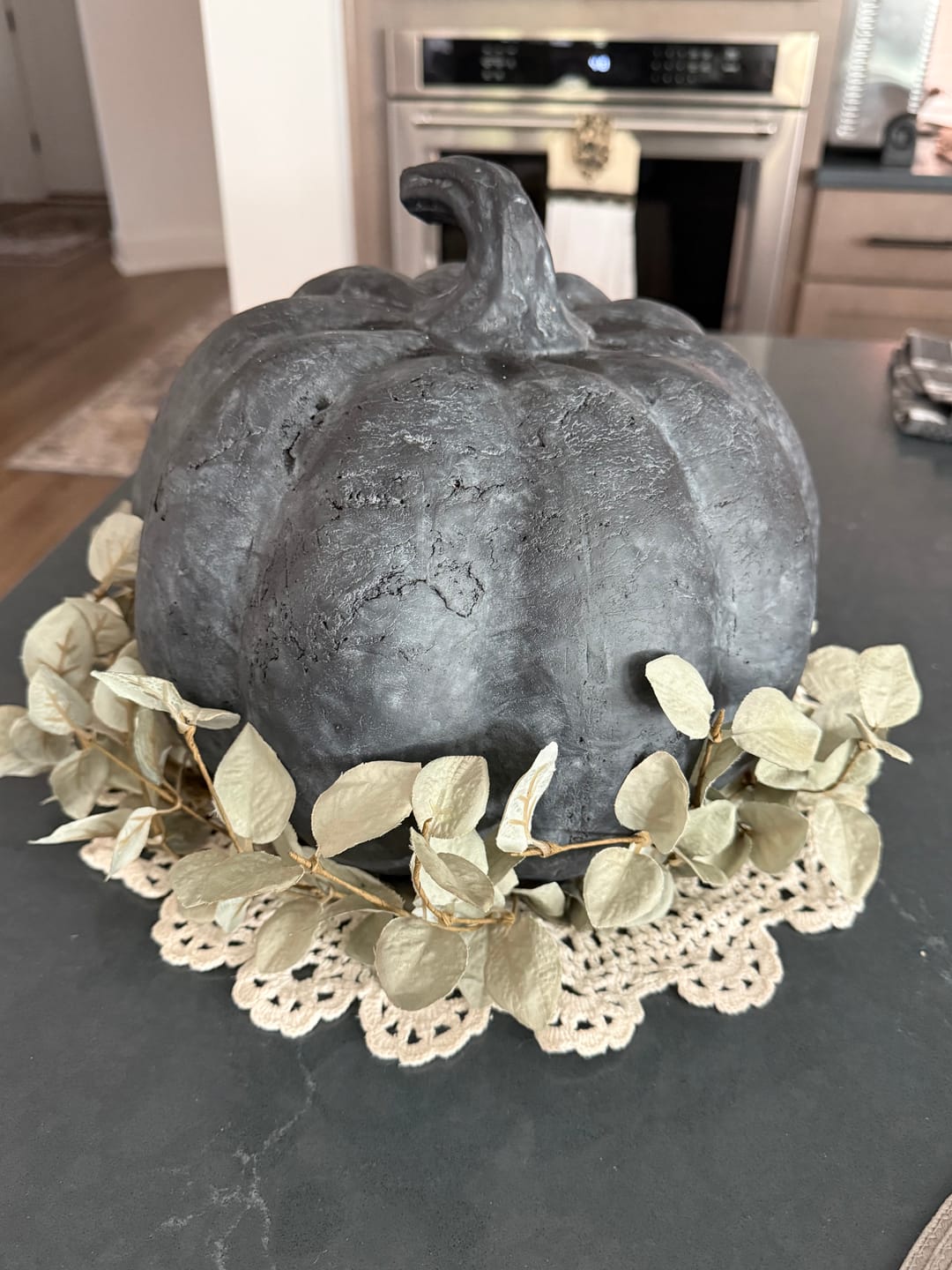 Customer photo review of Wide Black Terracotta Pumpkin | Matte Fall Accent