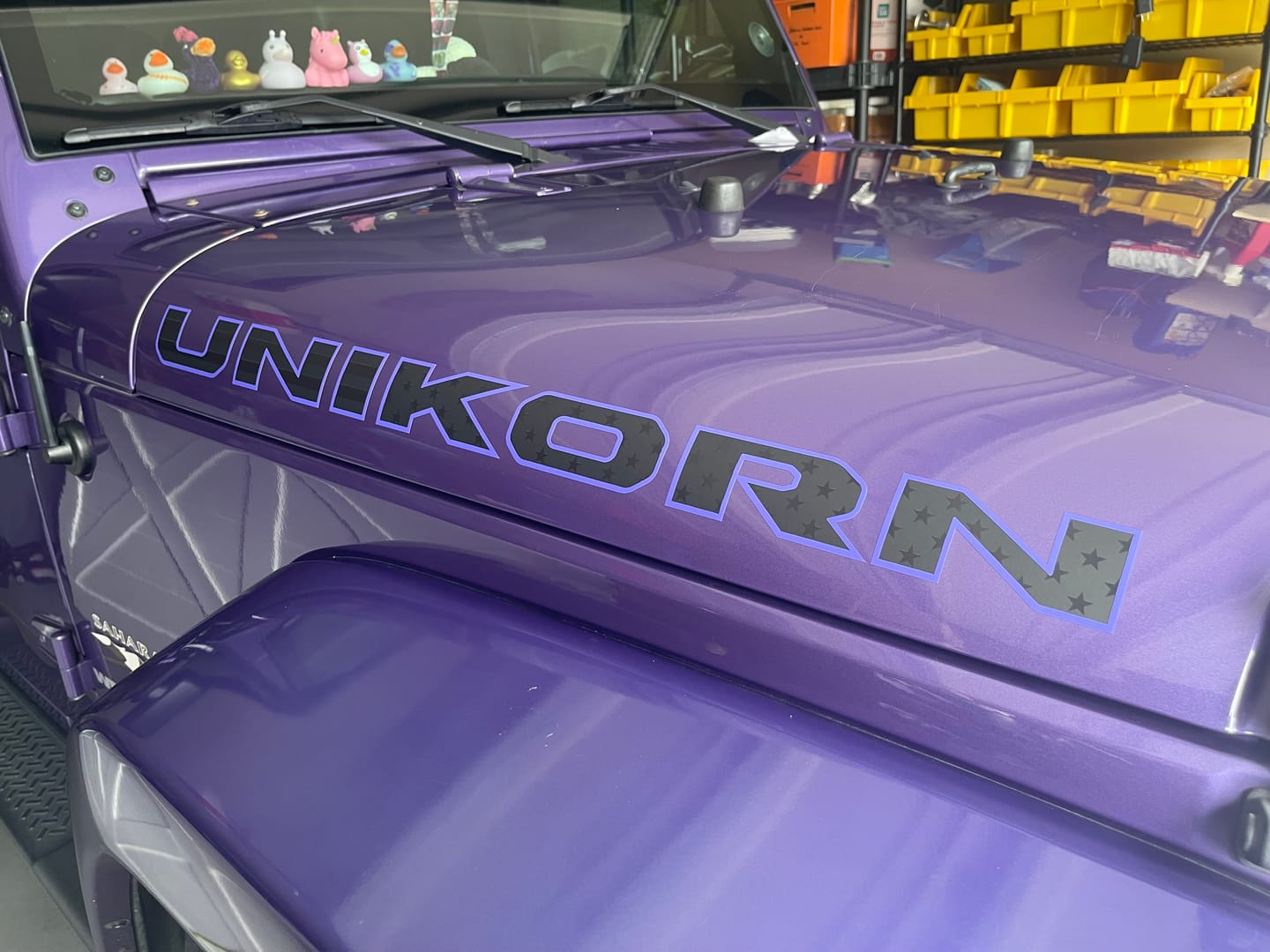 Customer photo review of Premium Black Flag Hood Lettering | Set of 2