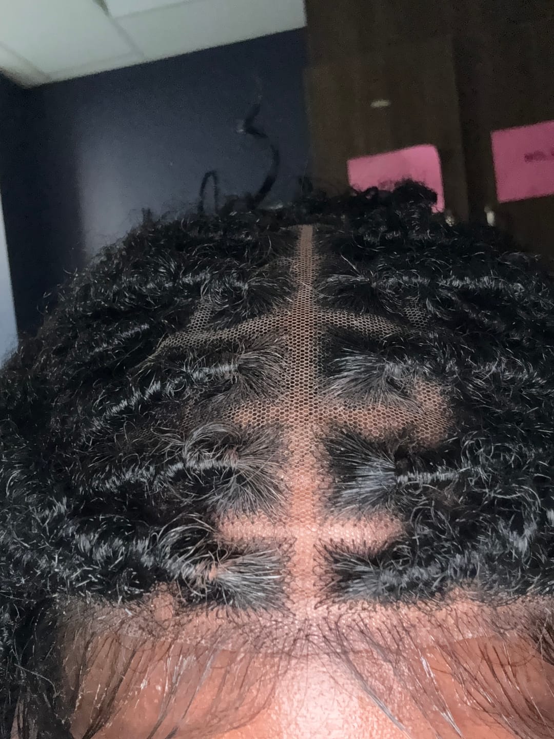 Customer photo review of Janet Collection Melt Human Hair Blend 360 13x6 Glueless HD Lace Frontal Wig - BOHO DREAM LOCS 32