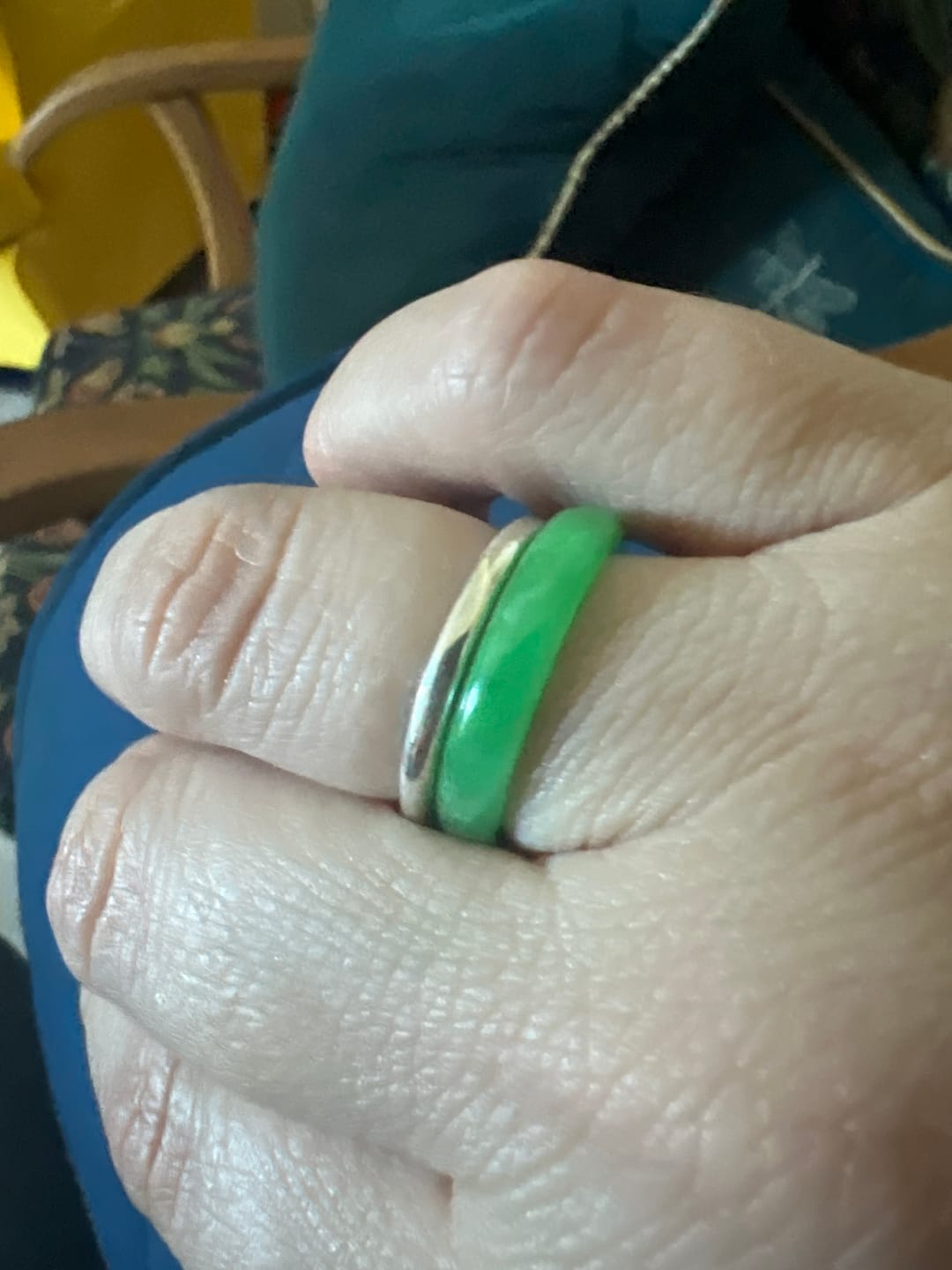 Customer photo review of Buddha Stones  Jade Abundance Luck Ring