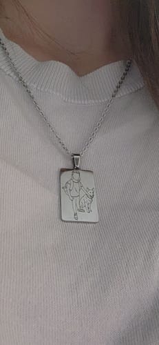 Customer photo review of Soulmate Custom Engraved Photo Tag Necklace