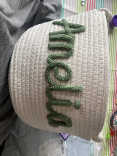 Customer photo review of Baby Knits™  Multicolor Personalized Knitted Basket