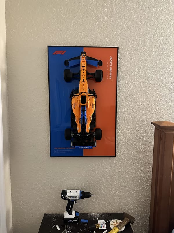 Customer photo review of LED Wall Display Frame for LEGO® Technic McLaren F1 Race Car 42141 Showcase