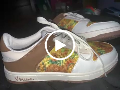 Customer video review of Van Gogh Sunflowers inspired sneakers