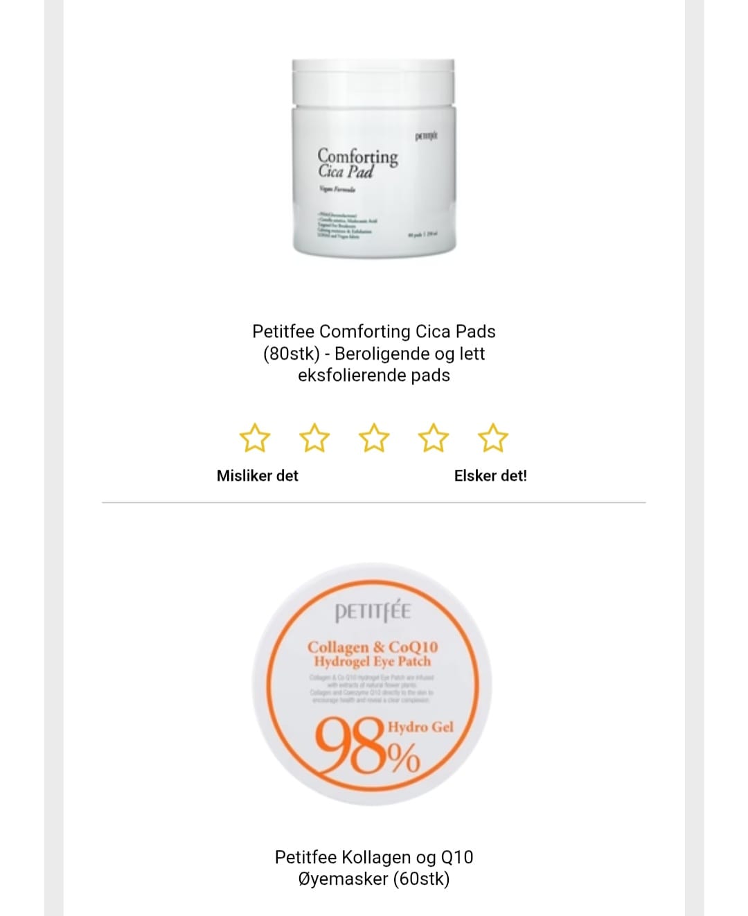 Customer photo review of Petitfee Comforting Cica Pads (80stk) - Beroligende og lett eksfolierende pads