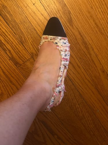 Customer photo review of slingback 20 multicolor tweed black grosgrain