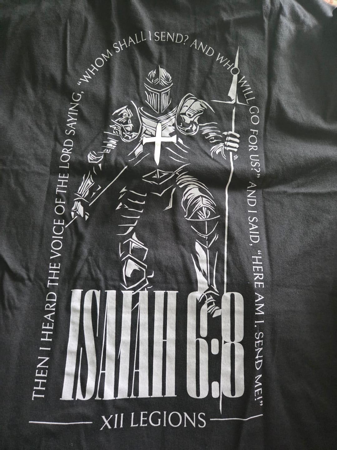 Customer photo review of ISAIAH 6:8 T-shirt