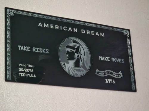 Customer photo review of "American Dream" Card - Take Risks Make Moves