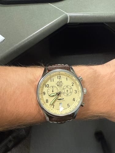 Customer photo review of R6753 - Our Spitfire R6753 Tribute - Stainless Steel, Polished Finish, Beige Dial, Brown Leather Band