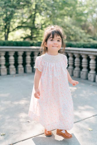 Customer photo review of Fall Leaf Floral Smocked Bishop Dress