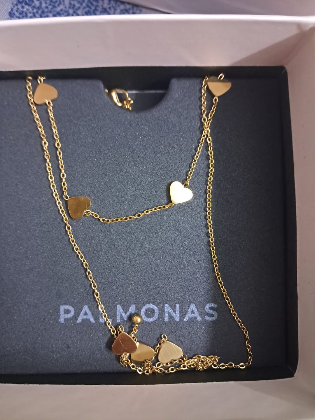 Customer photo review of Two-Layered Heart Charm Necklace