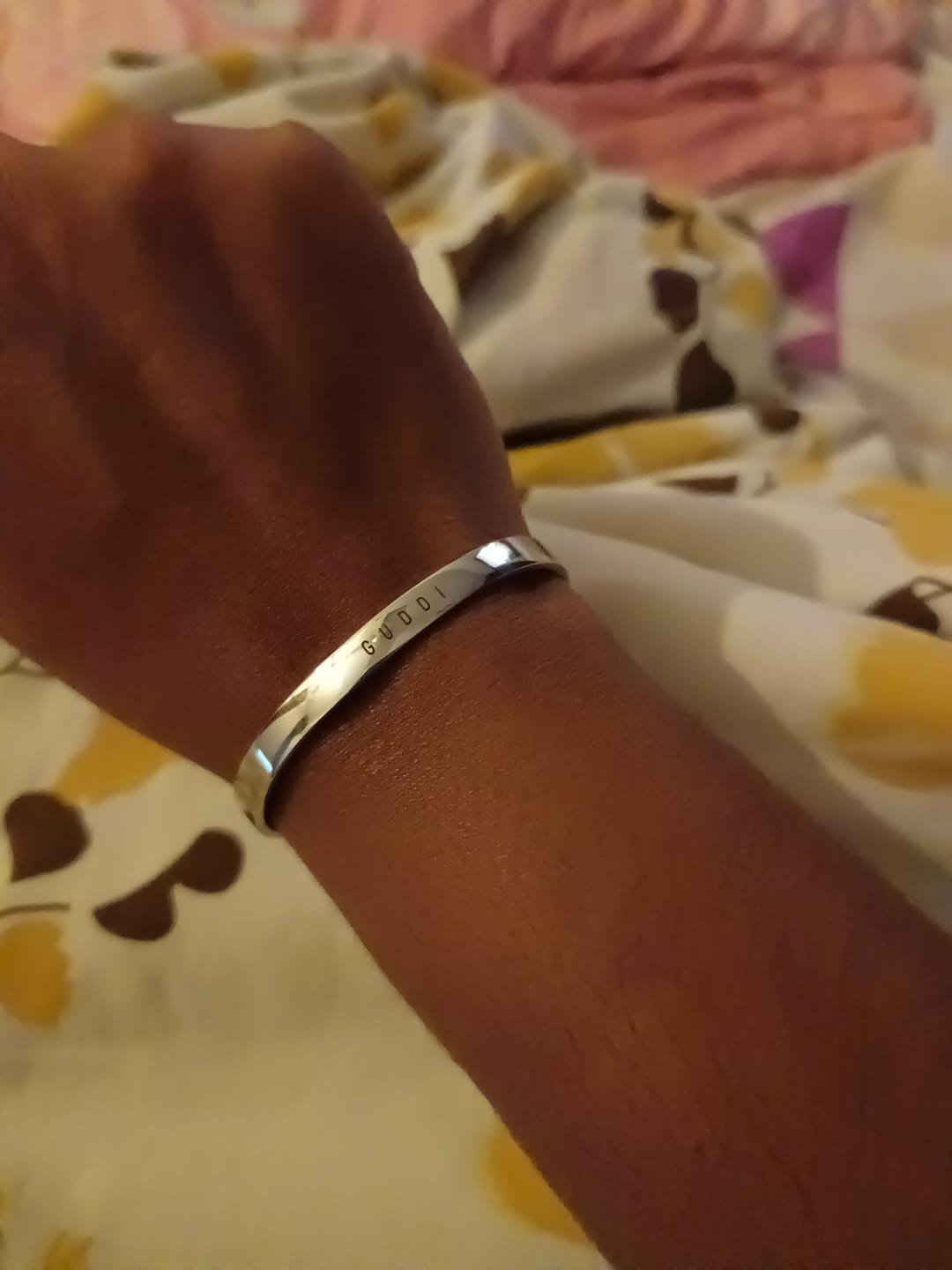 Customer photo review of Personalised Silver Kada