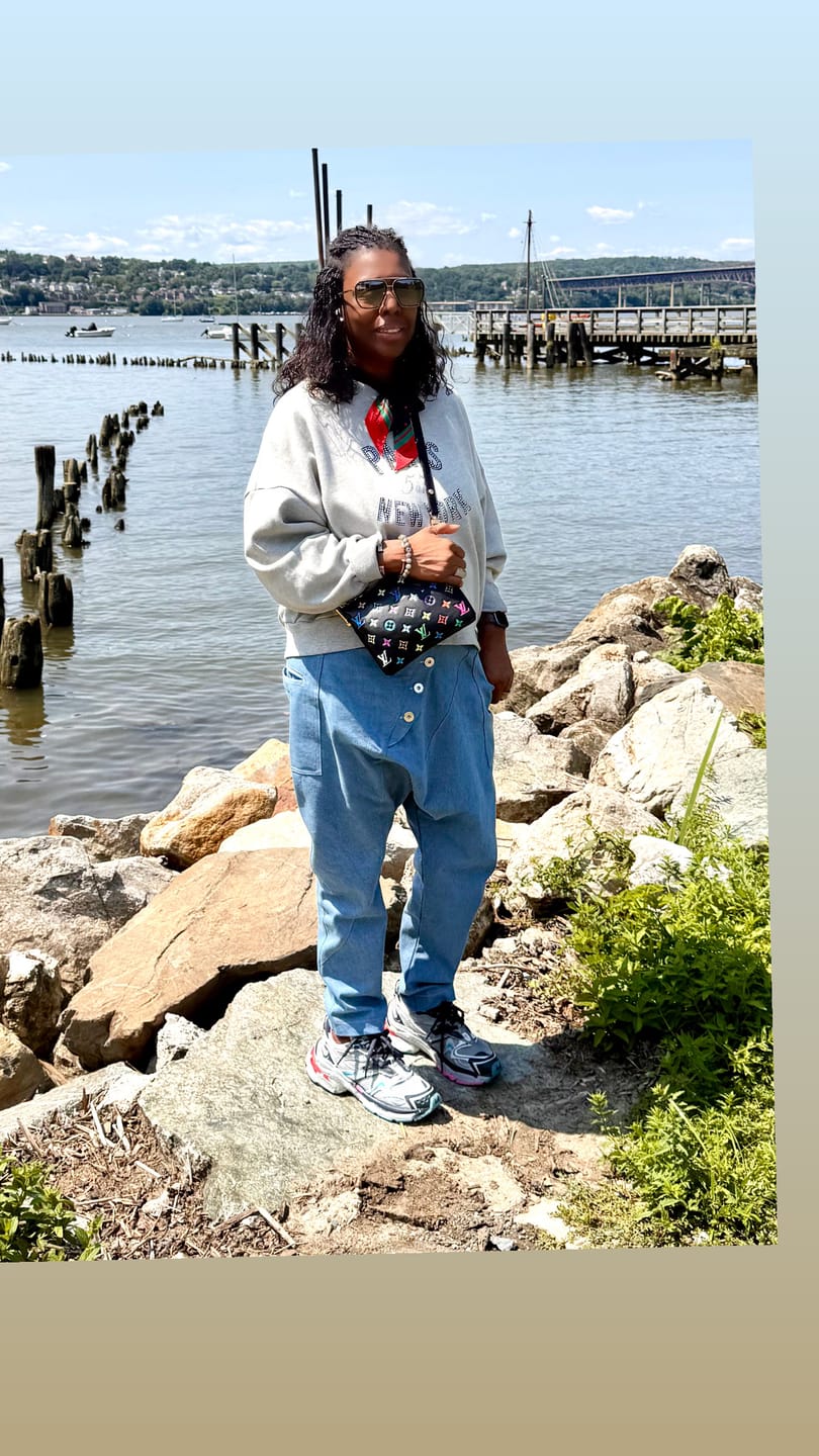 Customer photo review of Denim Baggy Harem Pants
