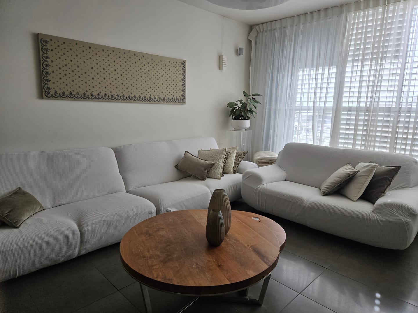 Customer photo review of כיסויי ספה אריג טקסטורה משובץ בכל הצבעים